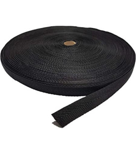 Herringbone Binding Tape, Black Polyester