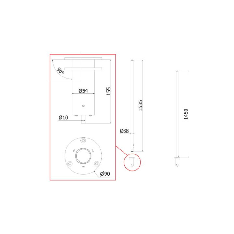 Poste Fibra Carbono / Inox Bloqueo Rápido