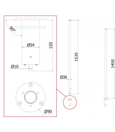 Poste fibra carbono con base