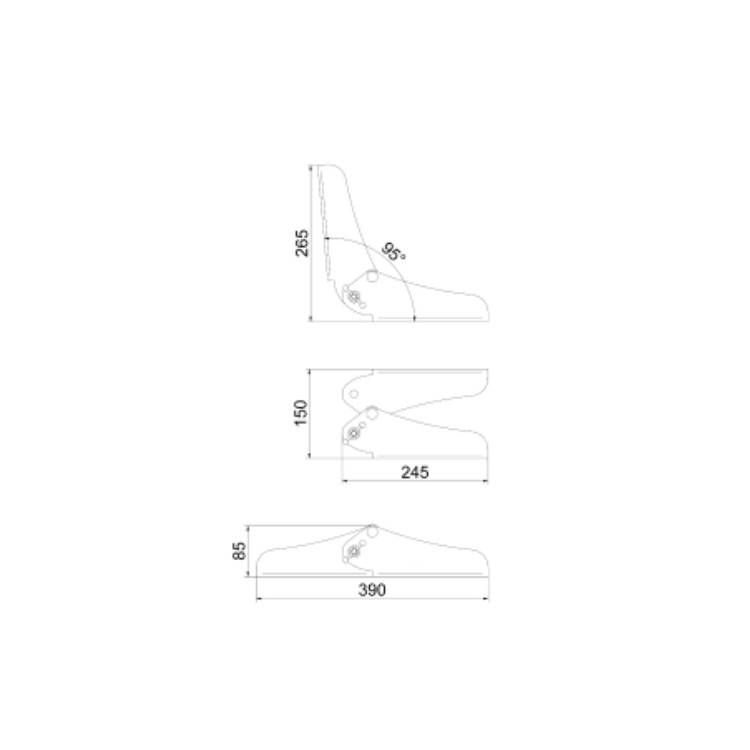 Bisagra Asiento Plegable Proa / Popa Inox