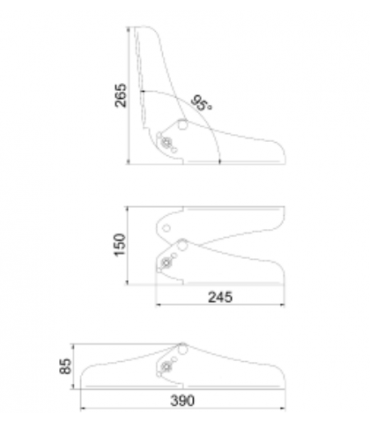 Folding Seat Hinge Bow/Stern Inox