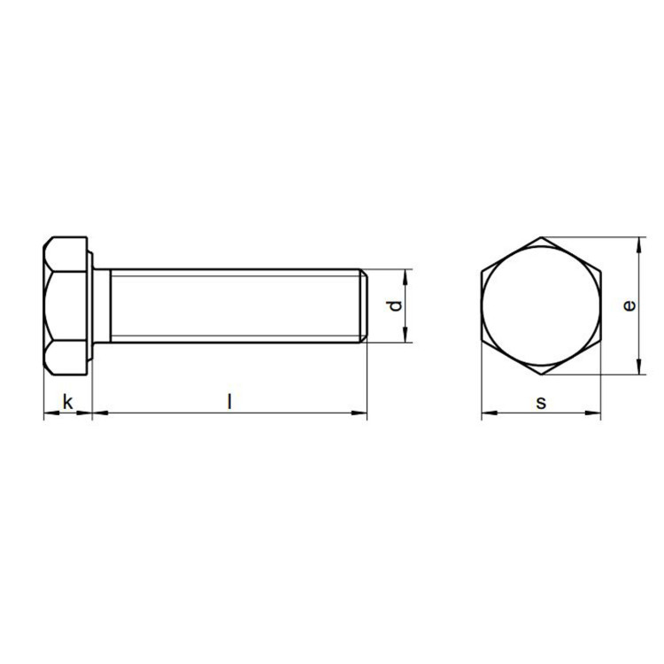DIN 933 Metric Hex Bolt, 316 Stainless