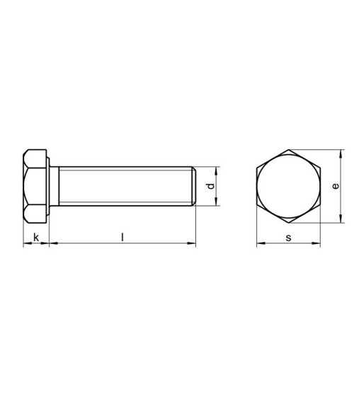 DIN 933 Metric Hex Bolt, 316 Stainless
