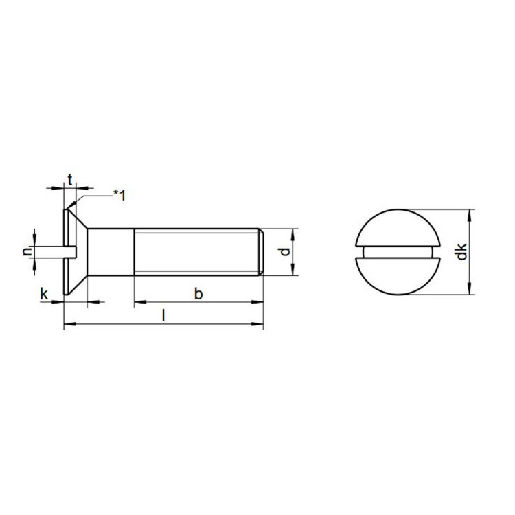 DIN 963 Slotted Countersunk Screw, Stainless