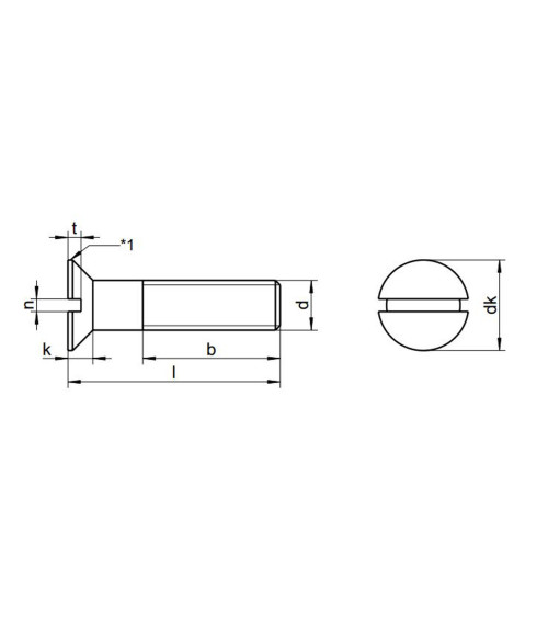 DIN 963 Slotted Countersunk Screw, Stainless