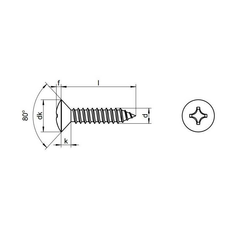 DIN 7983 Raised Countersunk Self-Tapping Screw