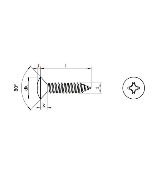 DIN 7983 Raised Countersunk Self-Tapping Screw