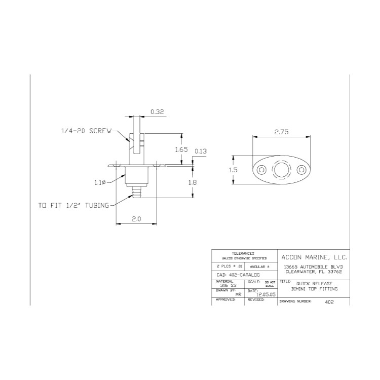 Removable Swivel Recessed Bimini Mount