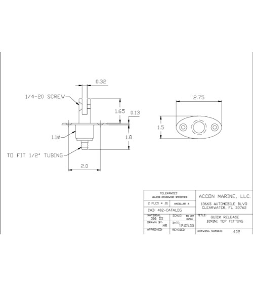 Removable Swivel Recessed Bimini Mount