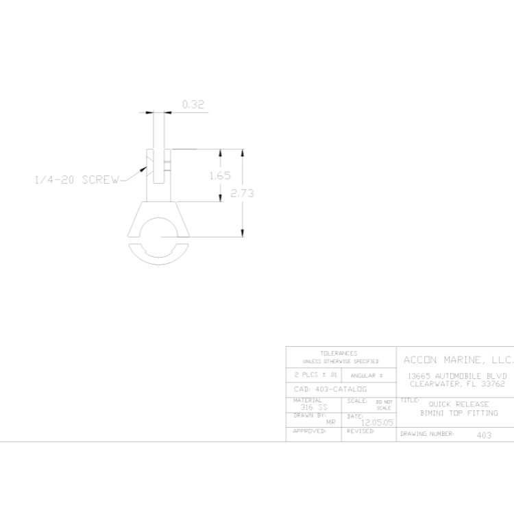Removable Swivel Rail Bimini Mount