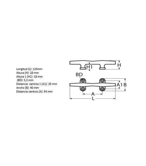 Cornamusa Inox 125 mm