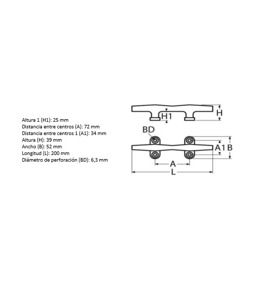 Stainless Cleat 125 mm