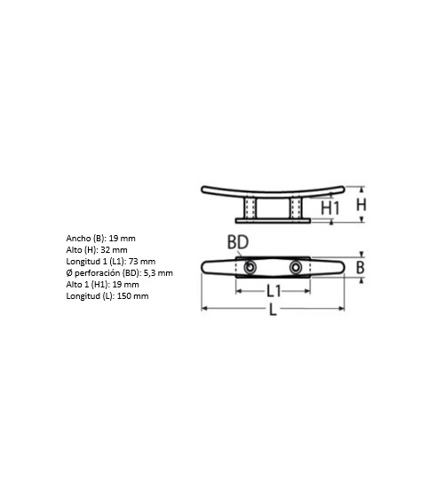 Cornamusa Inox Plana