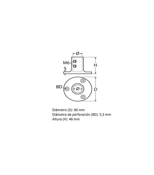 Angled Rod Holder Socket, Stainless Ø 22 mm