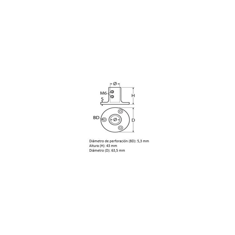 Tintero Recto Inox Ø 22 mm