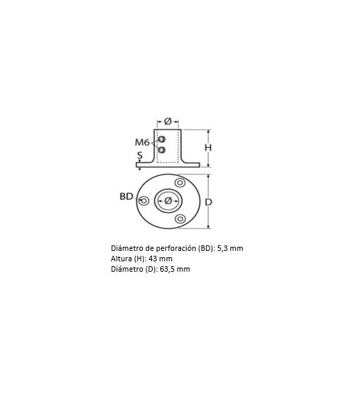 Tintero Recto Inox Ø 22 mm