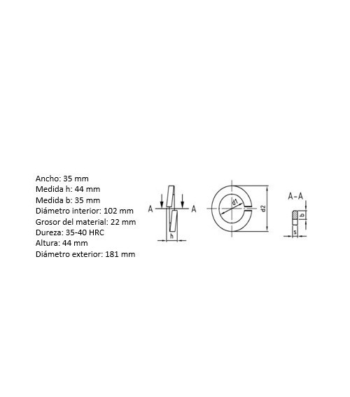 Arandela Grower D-127 Inox 316