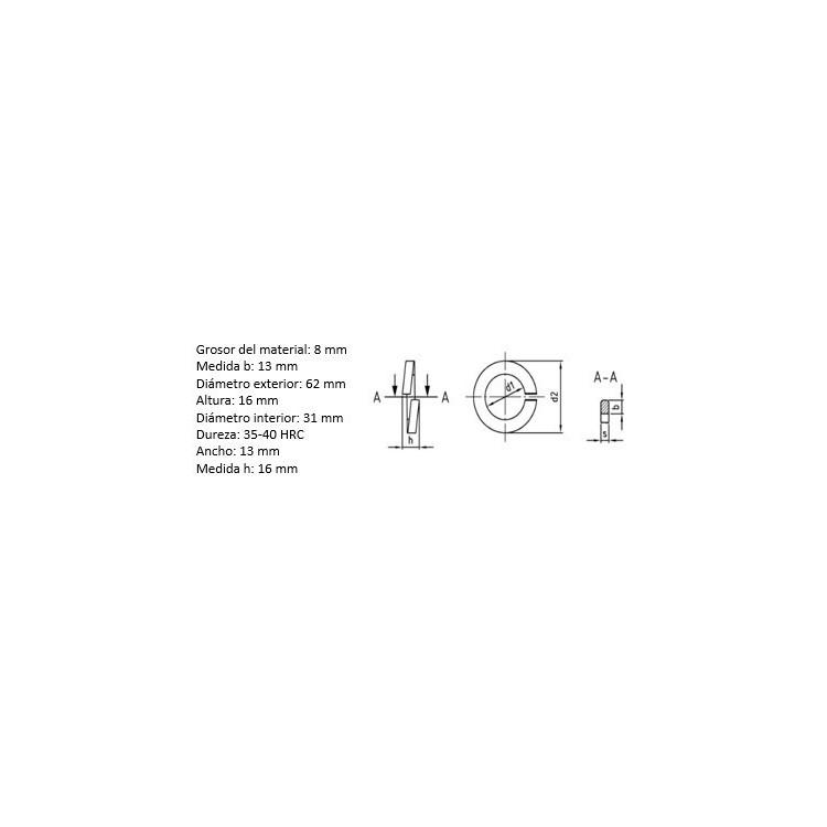 Arandela Grower D-127 Inox 316