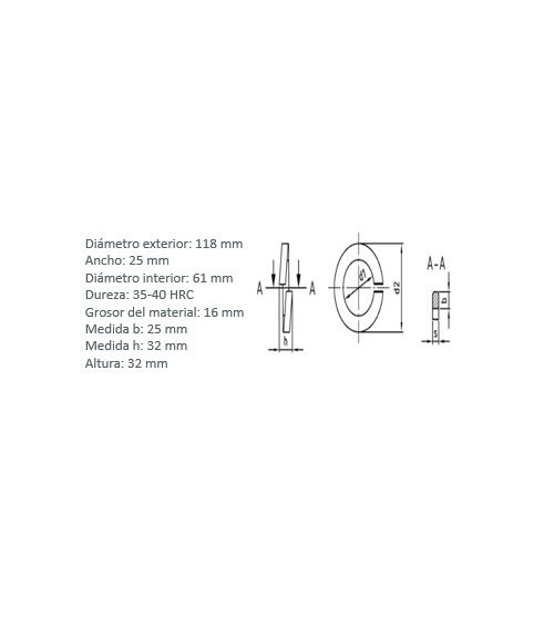 Arandela Grower D-127 Inox 316
