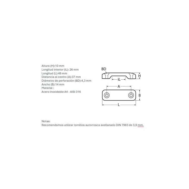 Pasador Correa Inox