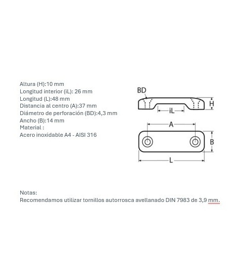 Pasador Correa Inox